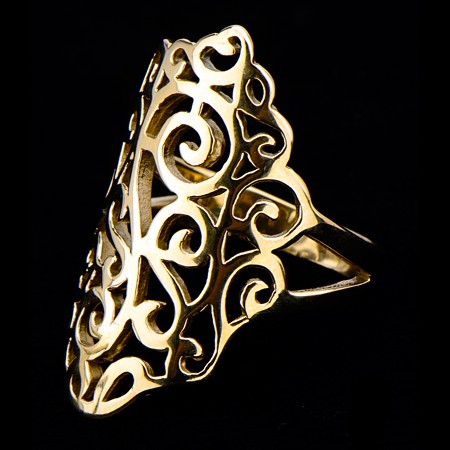 Stainless Steel Gold plated Filigree Ring - Click Image to Close